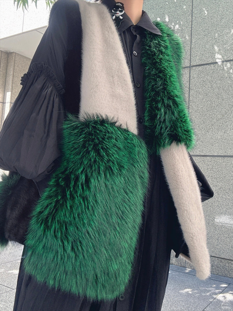 multi fake fur vest