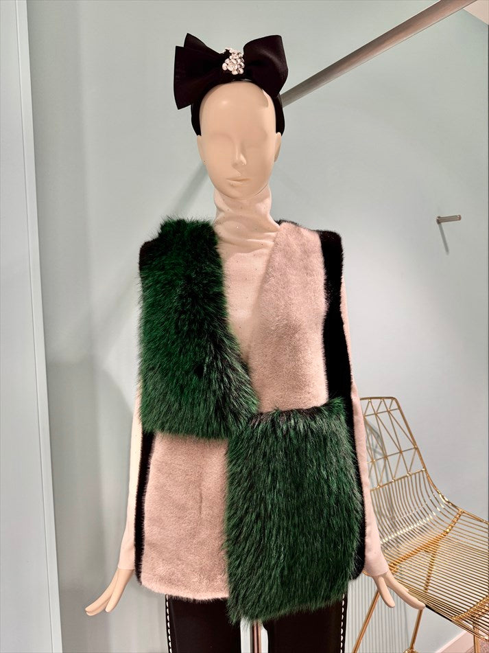 multi fake fur vest