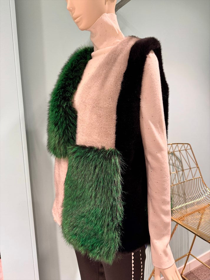multi fake fur vest