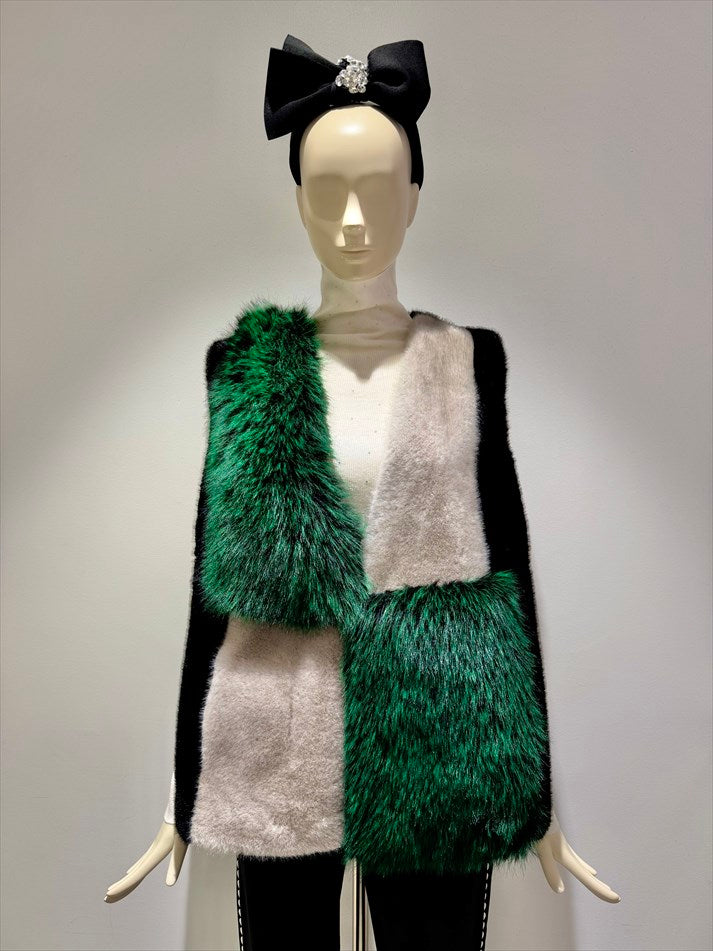 multi fake fur vest