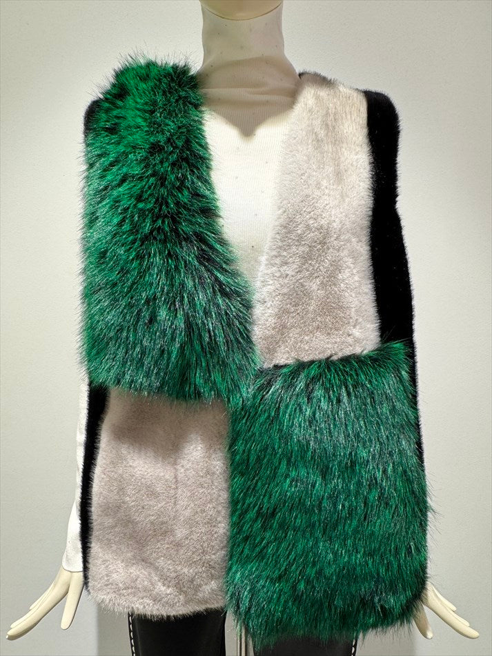 multi fake fur vest