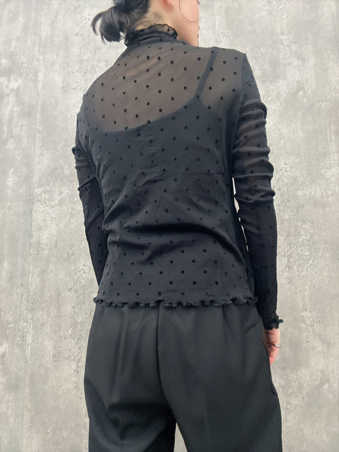 dot pattern see-through cut and sew