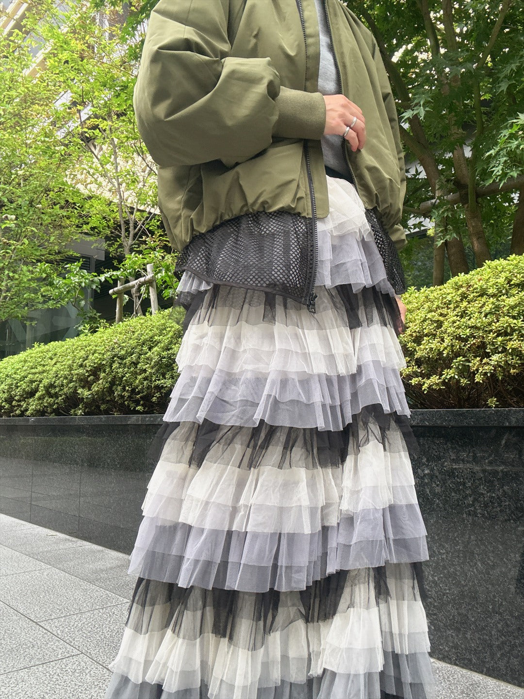 gradient tiered skirt
