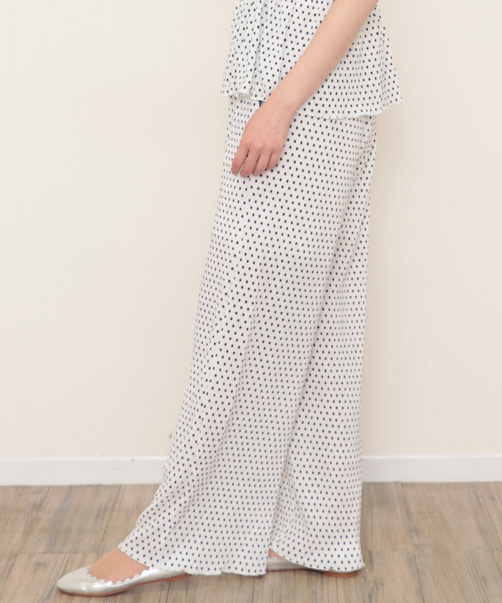 dot pleats camisole+wide pants setup