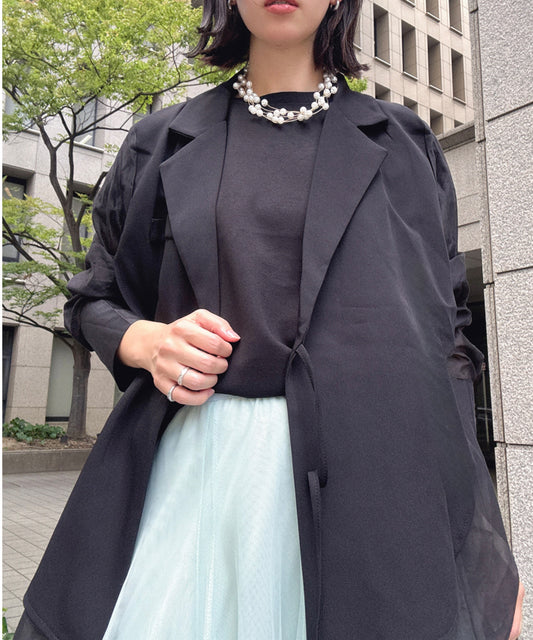 sleeve back see through tailored jacket