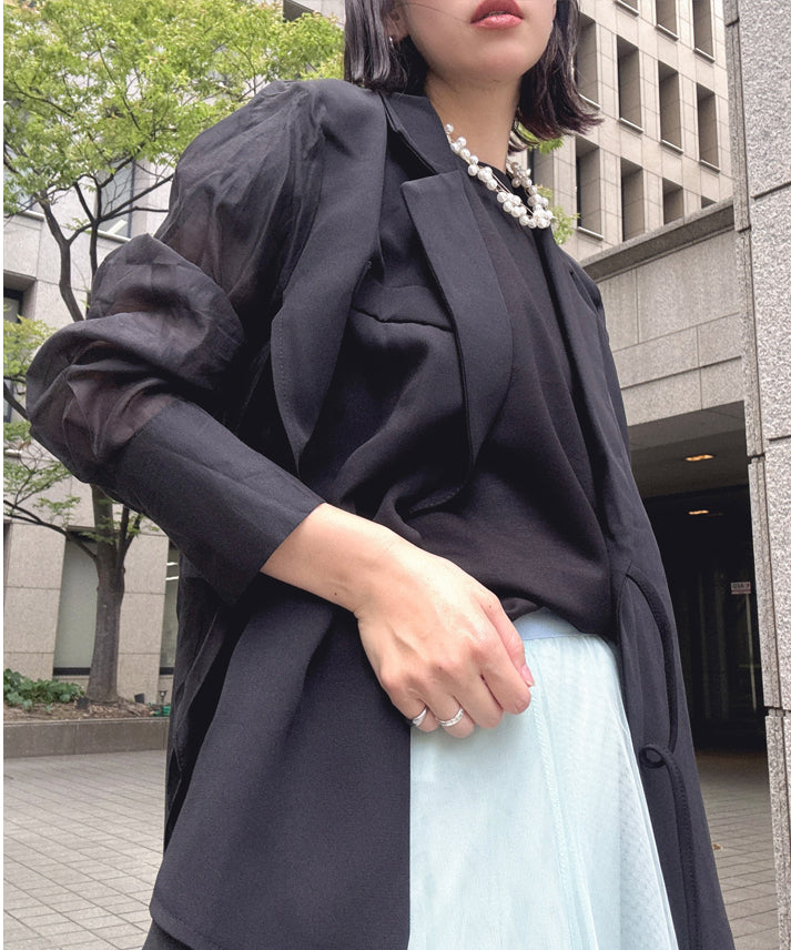 sleeve back see through tailored jacket