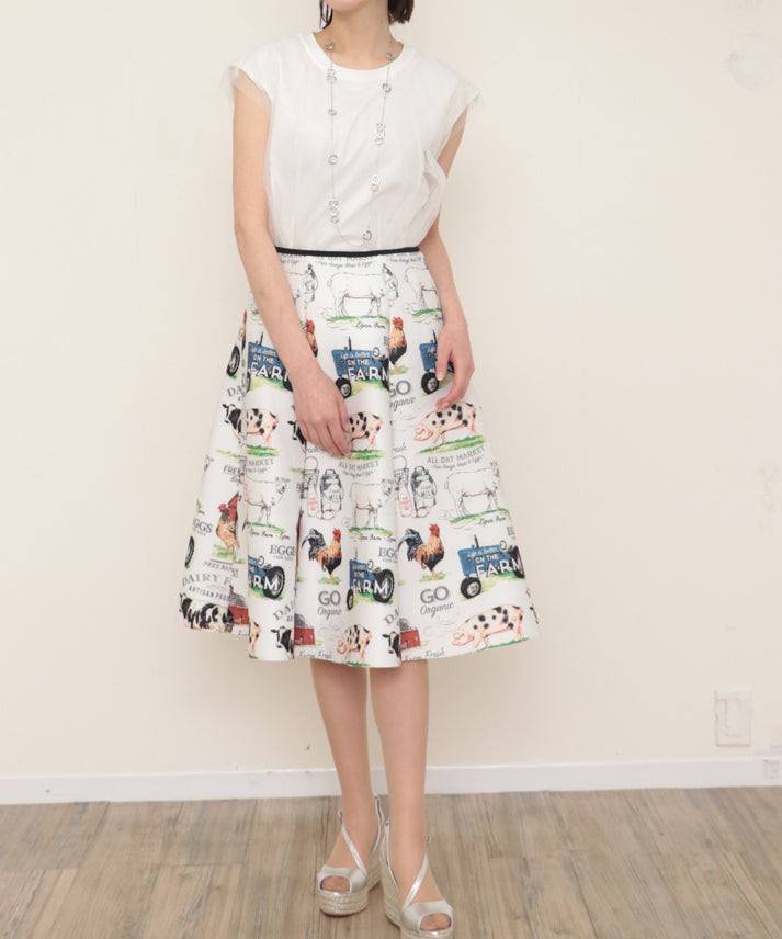 FARM printed bonded skirt