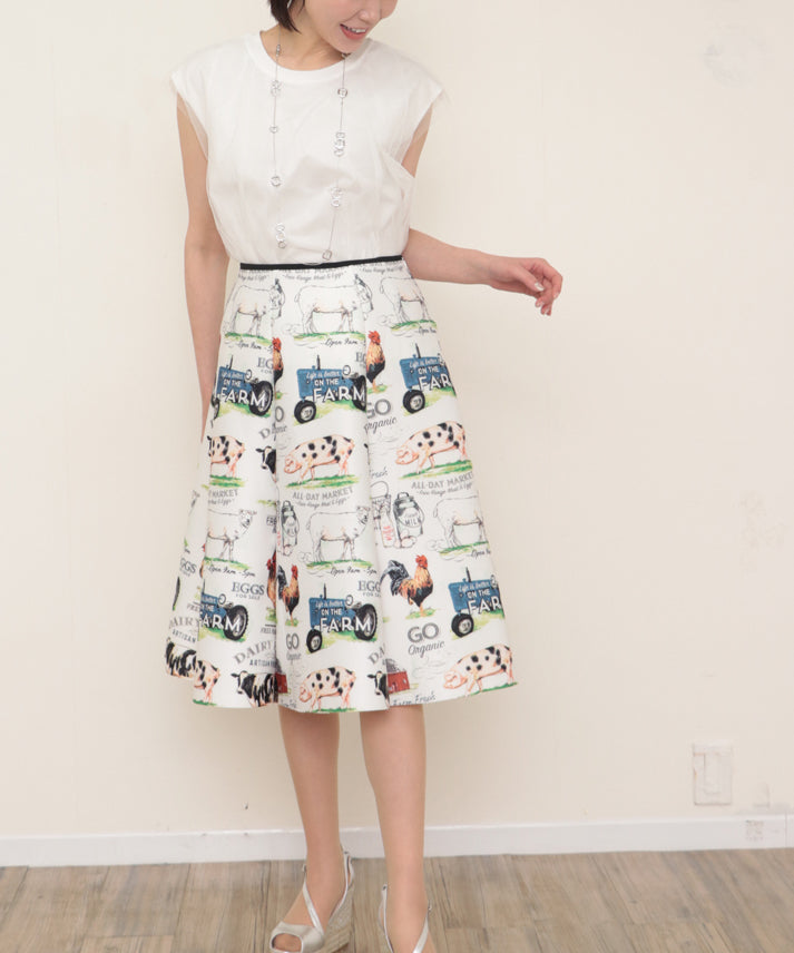 FARM printed bonded skirt