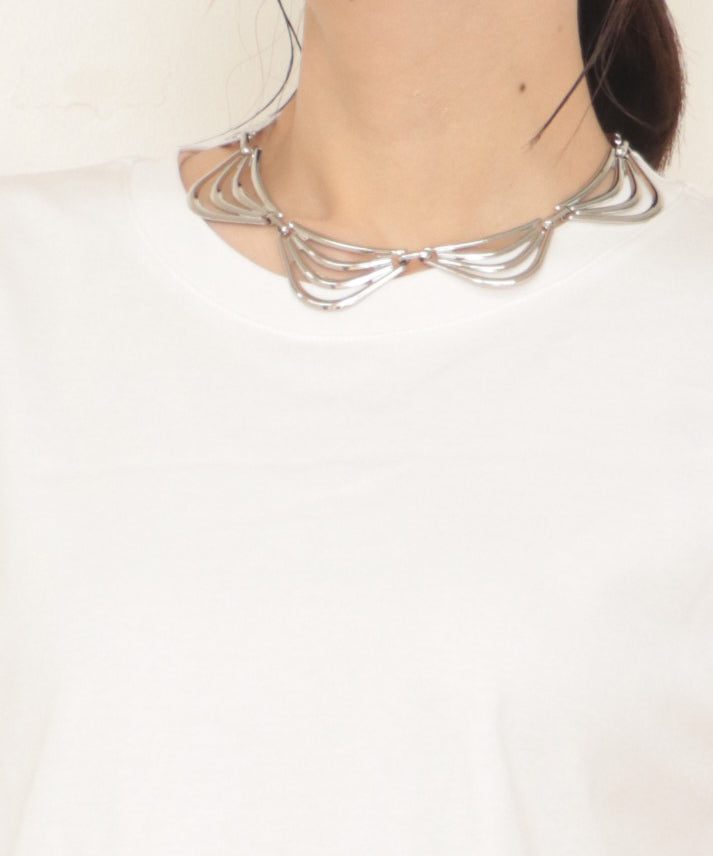 hem 2tiers check frills T-shirt