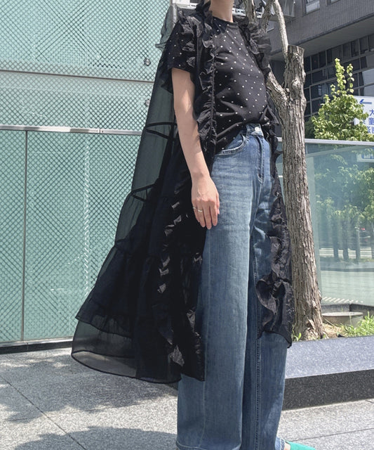 see through frills vest