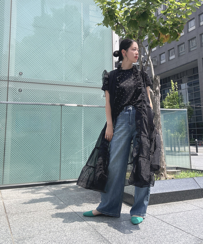 see through frills vest