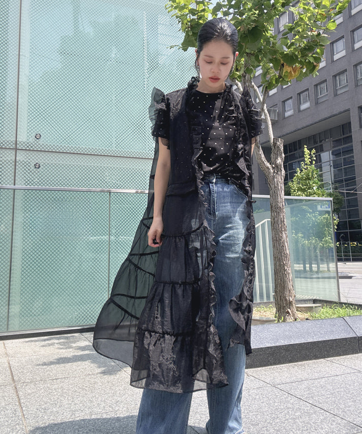 see through frills vest