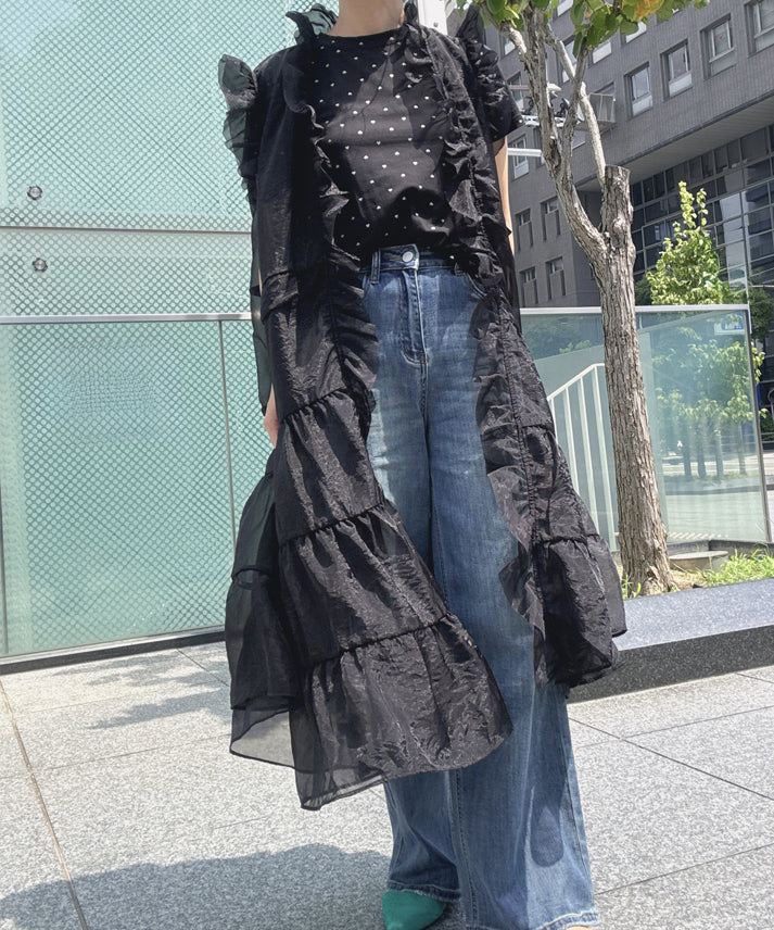 see through frills vest