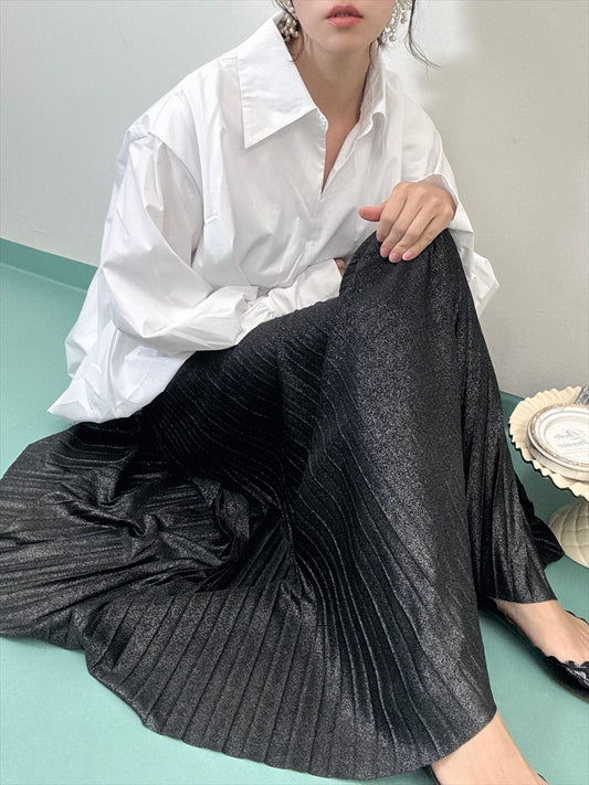 pleated skirt with lame