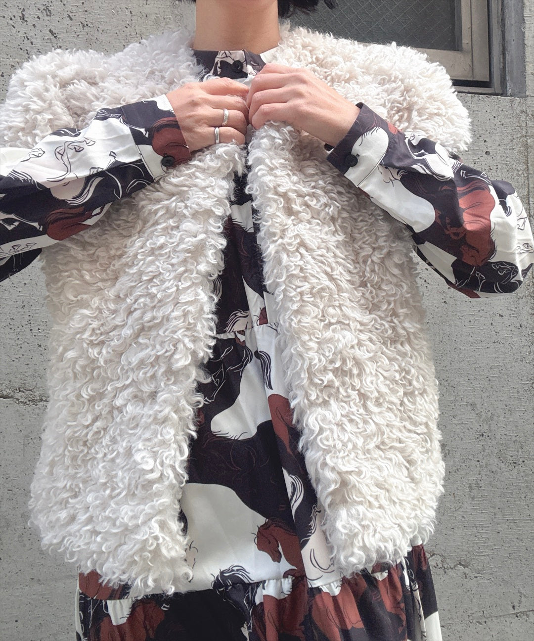 horse pattern brown color tered one piece