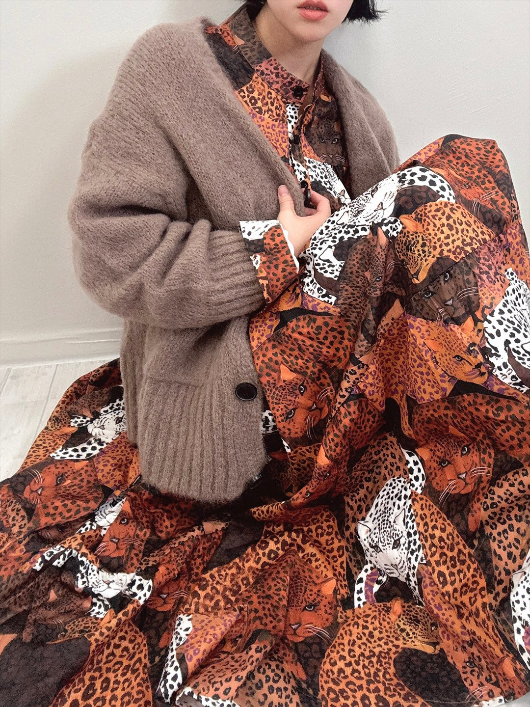 leopard print tered one piece