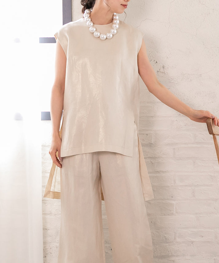 hemp×rayon nosleeve blouse