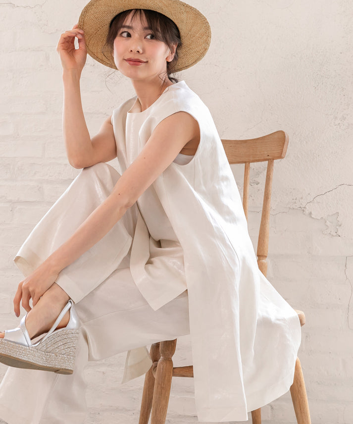 hemp×rayon nosleeve blouse