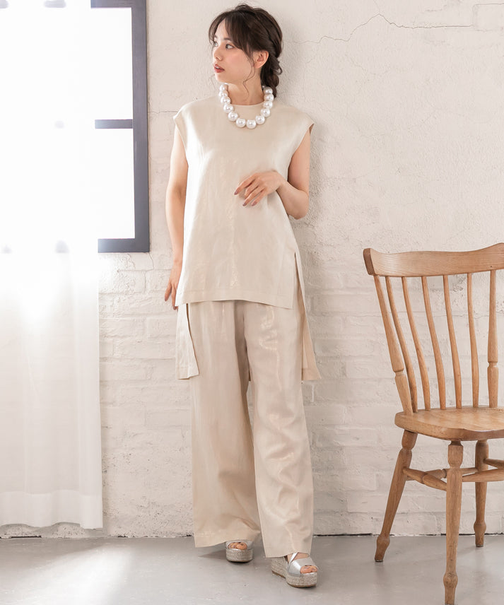 hemp×rayon nosleeve blouse