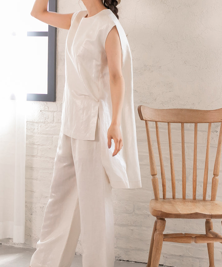 hemp×rayon nosleeve blouse