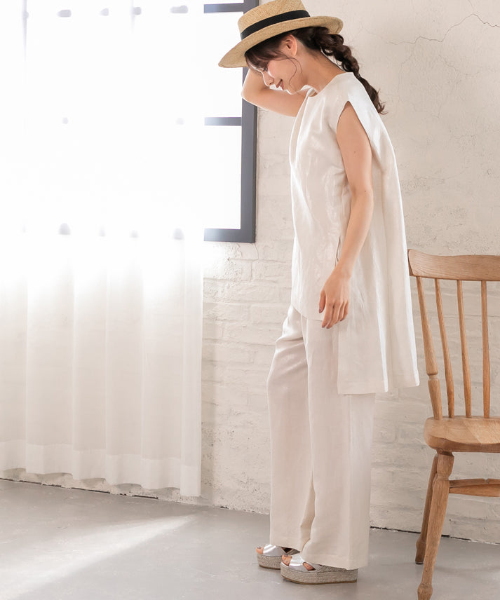 hemp×rayon nosleeve blouse