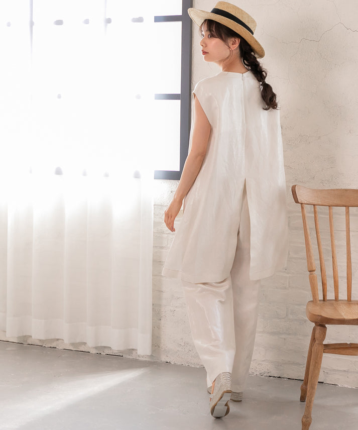 hemp×rayon nosleeve blouse