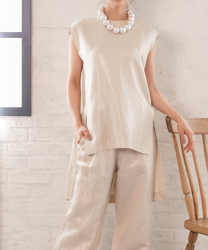 hemp×rayon nosleeve blouse