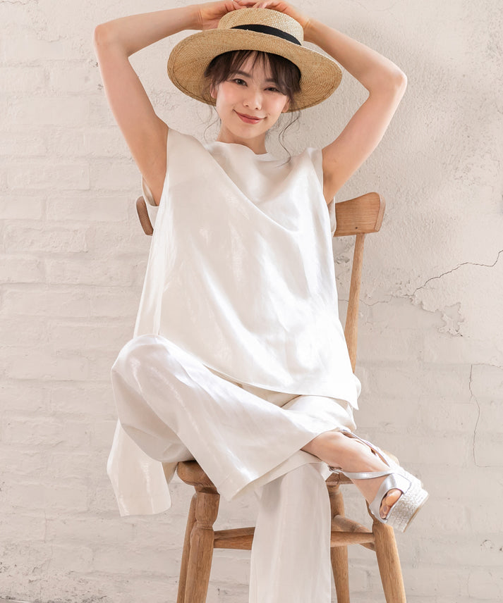 hemp×rayon nosleeve blouse