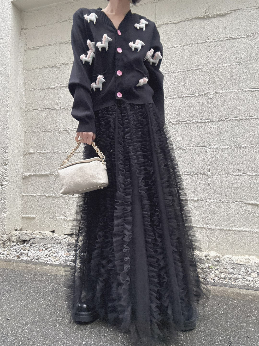 volume tulle tucks frills skirt