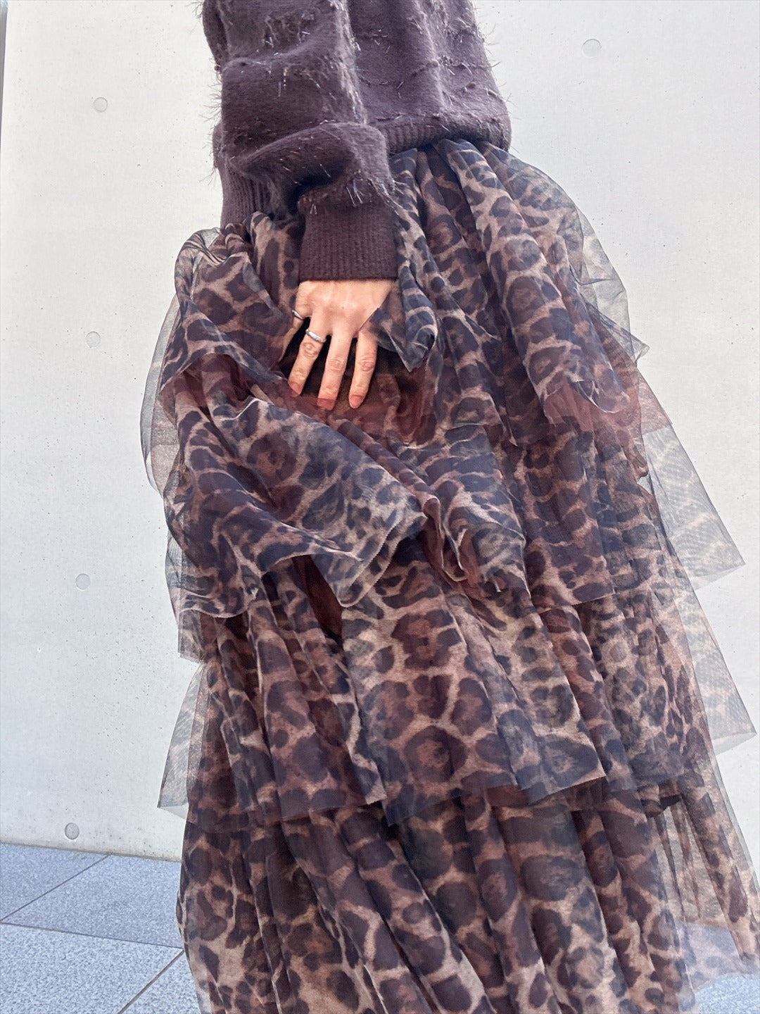 leopard print ruffle skirt