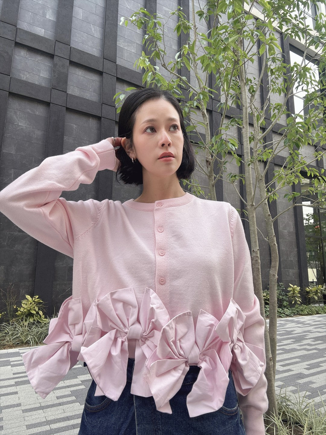ribbon hem cardigan