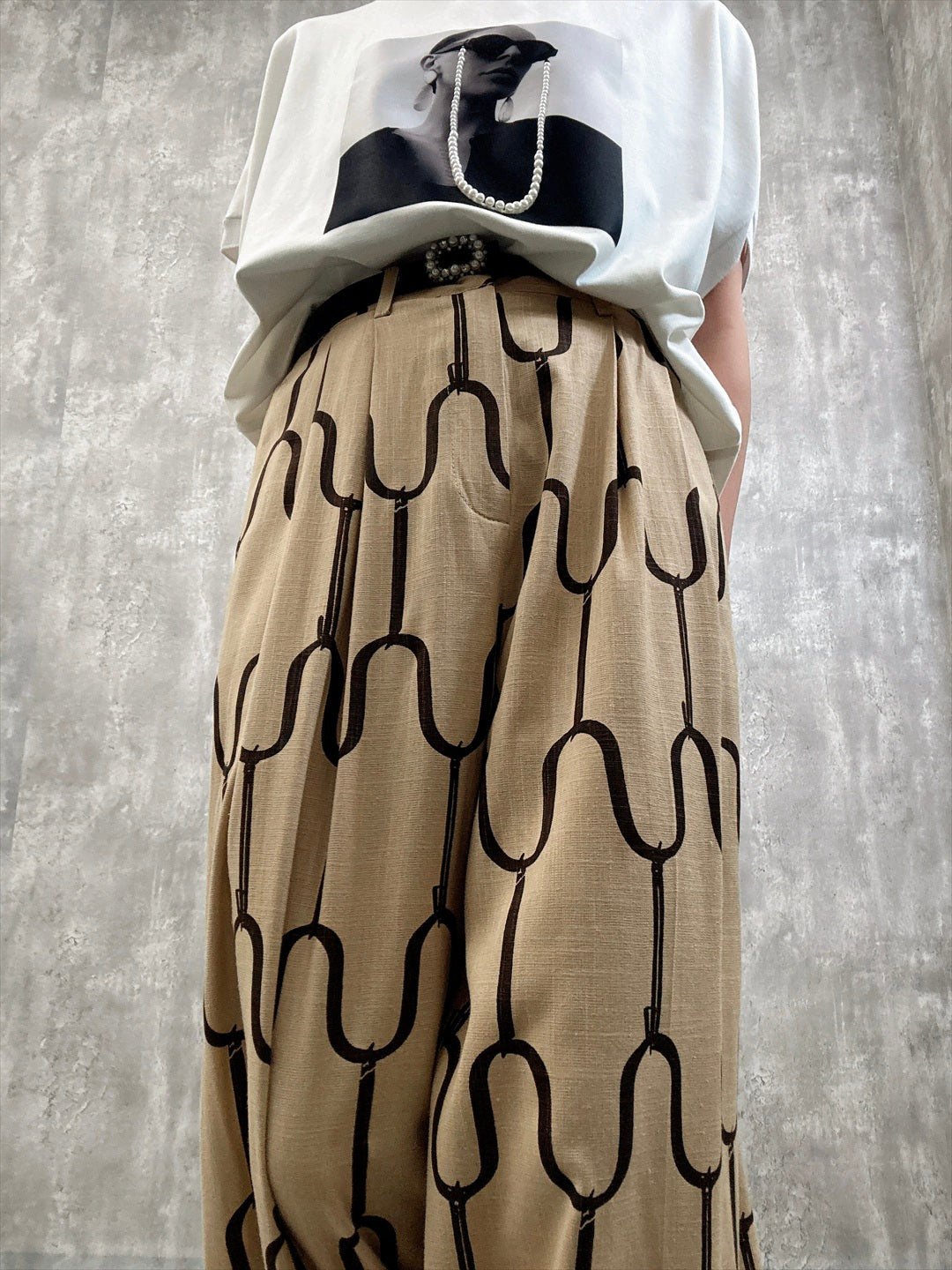 modern geometric line linen pants