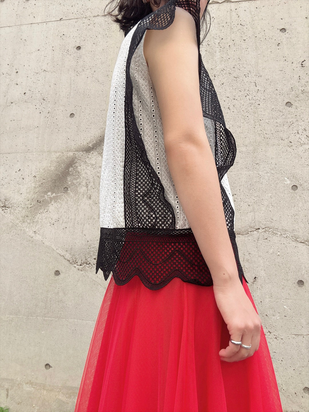 scallop lace blouse