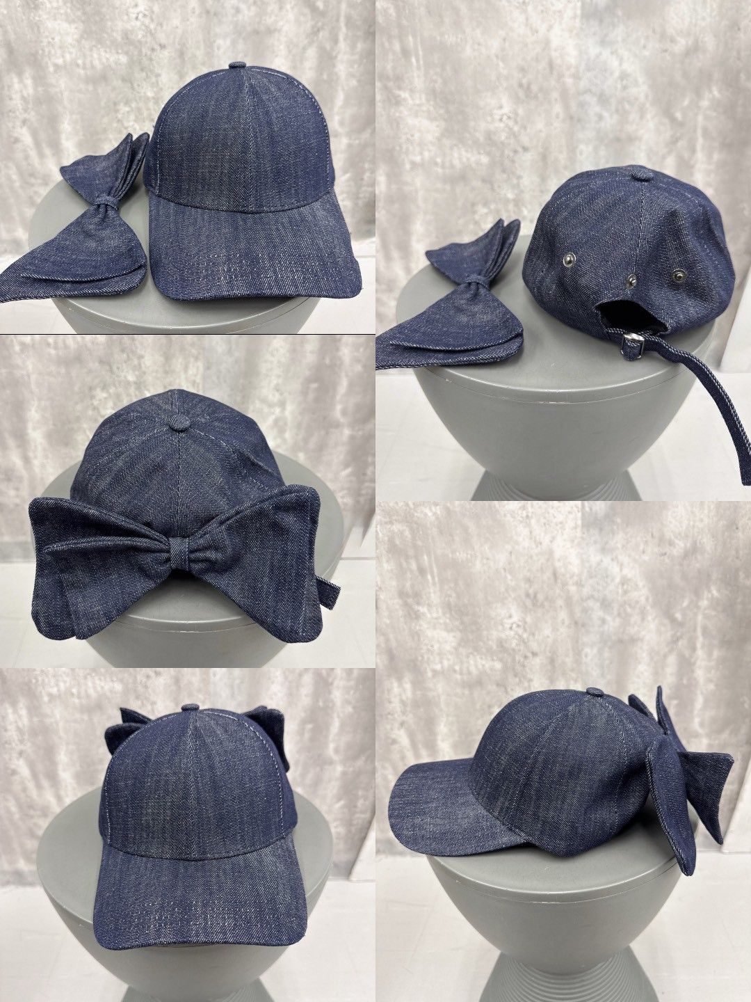 denim ribbon cap