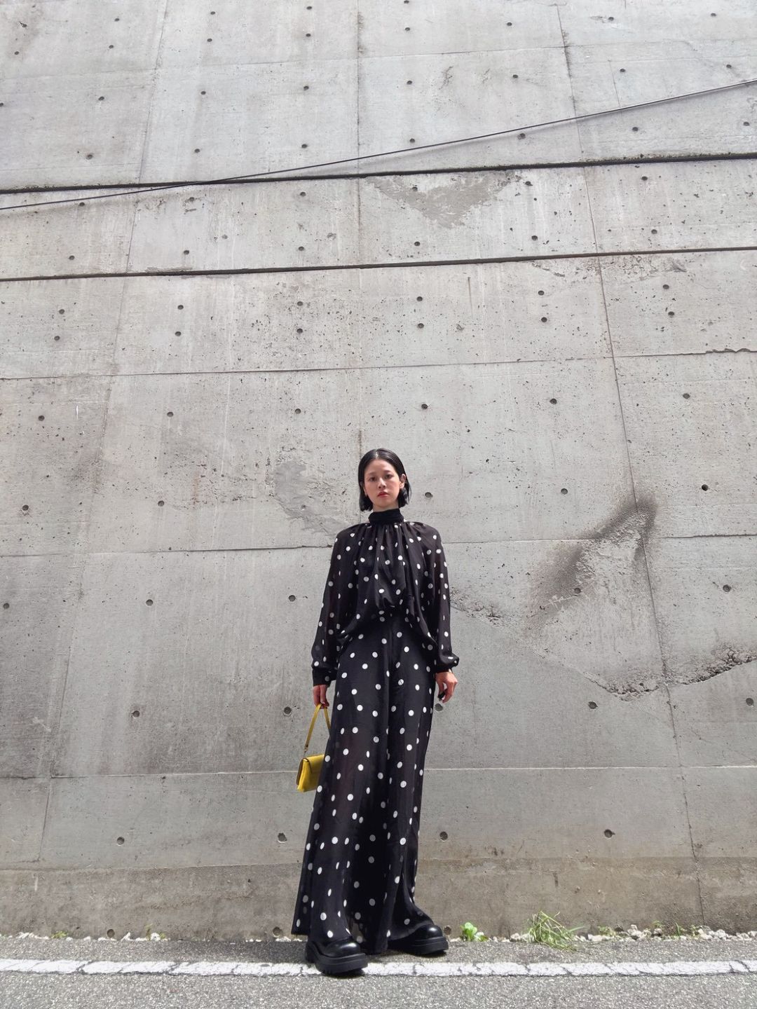 dot 2way blouse&widepants set up