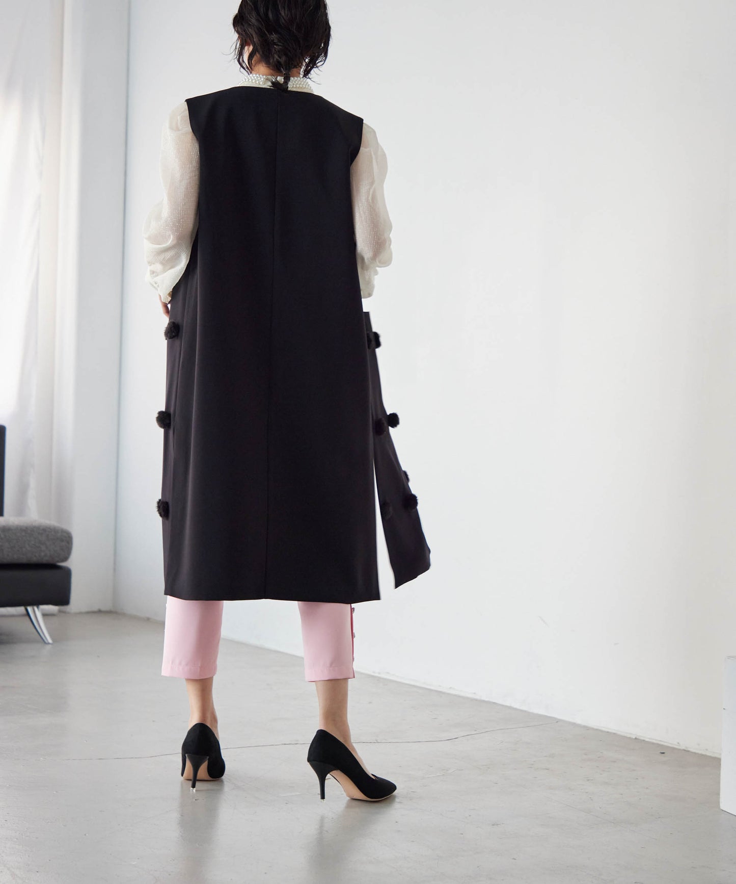 bonbon fur long gilet