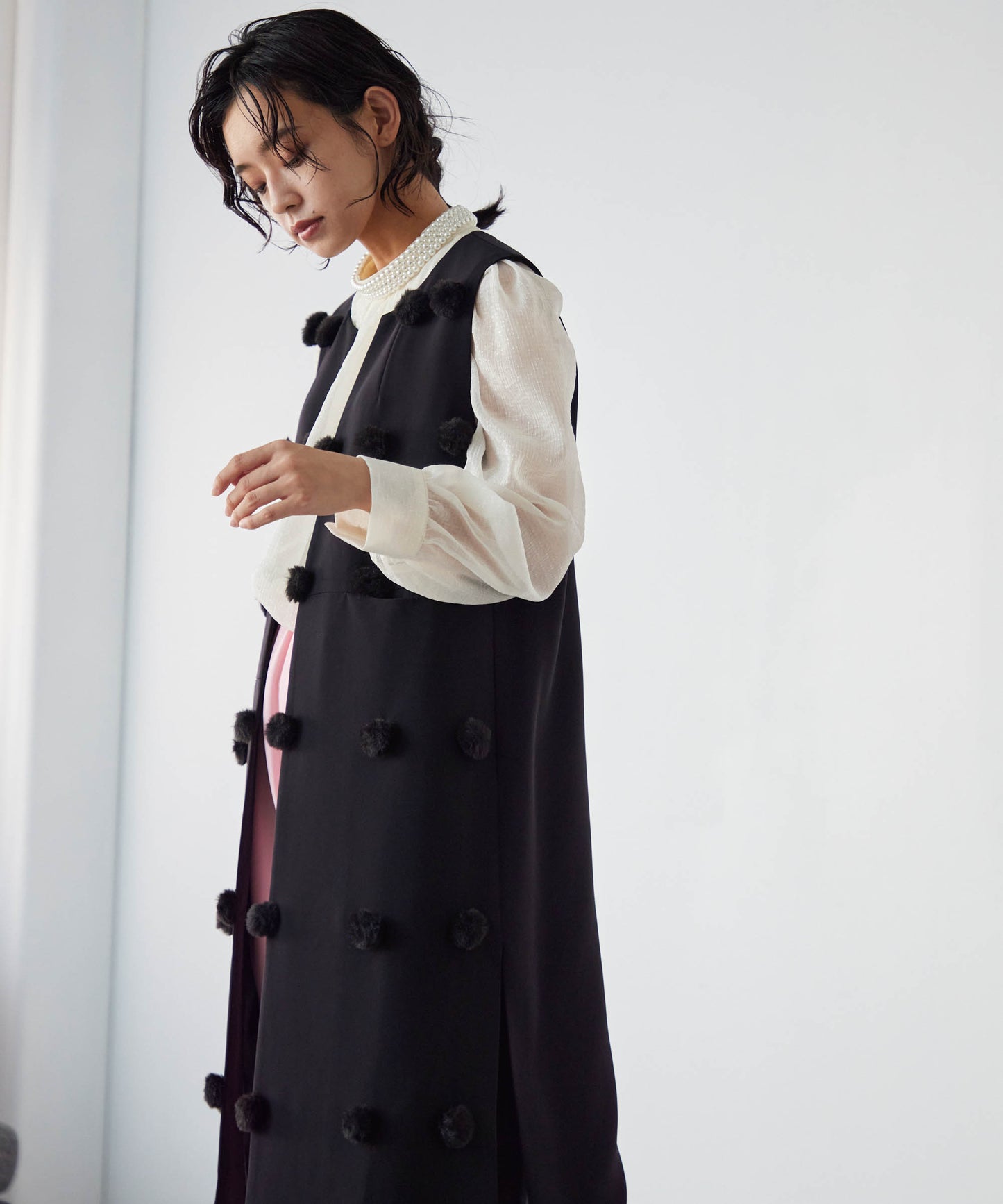 bonbon fur long gilet