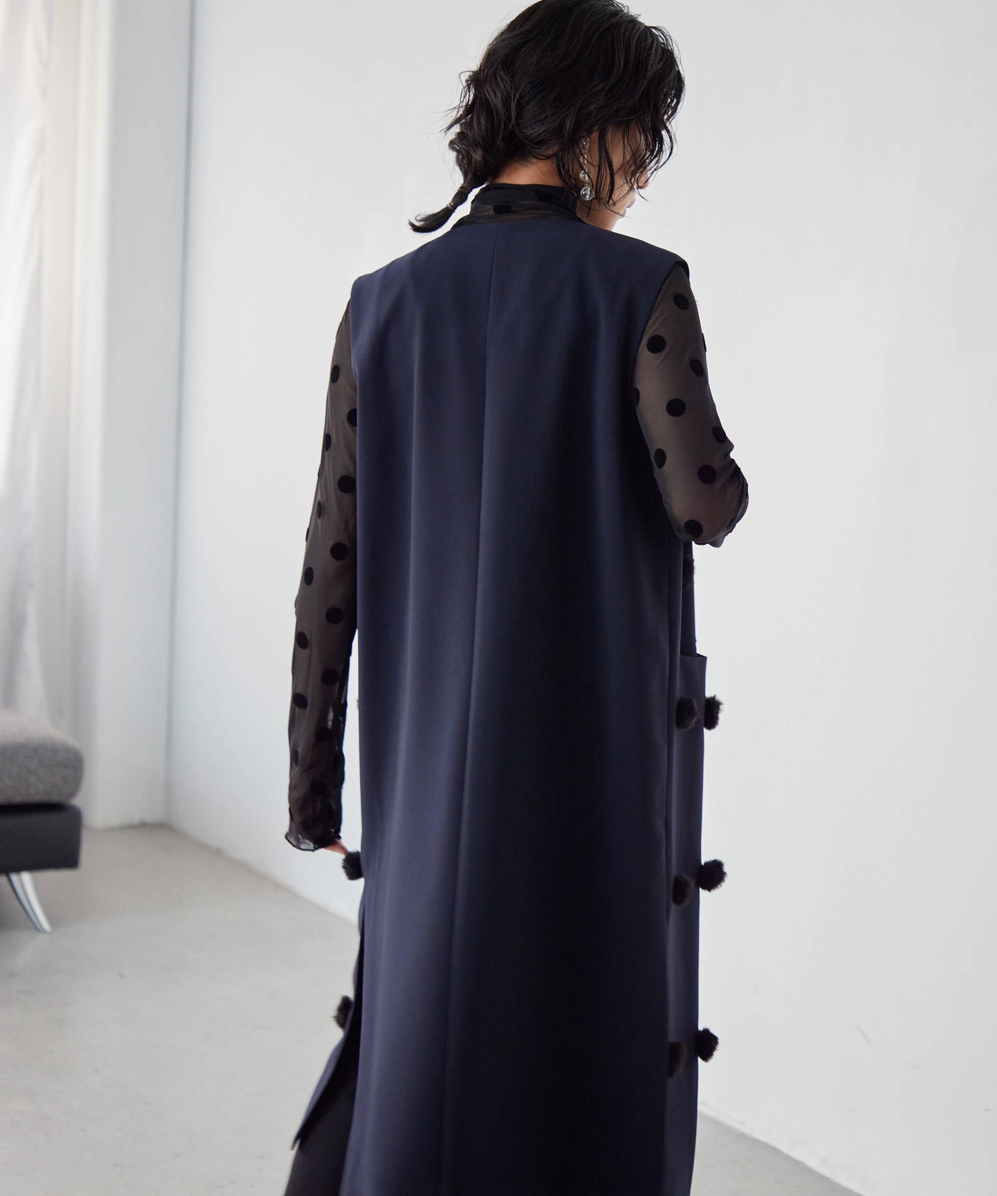 bonbon fur long gilet