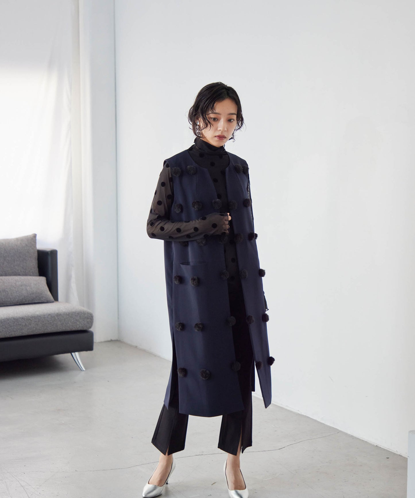 bonbon fur long gilet