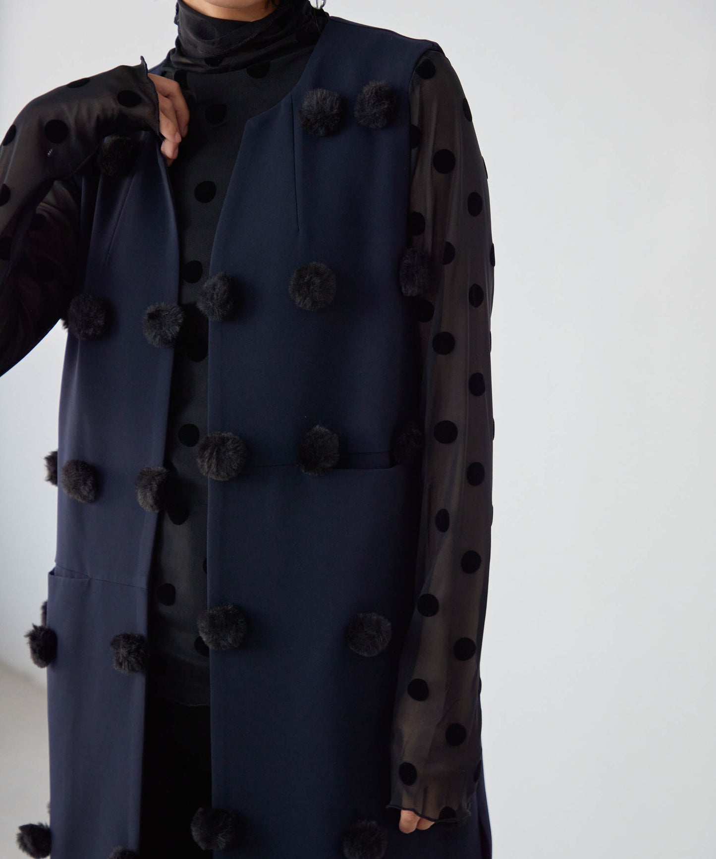 bonbon fur long gilet