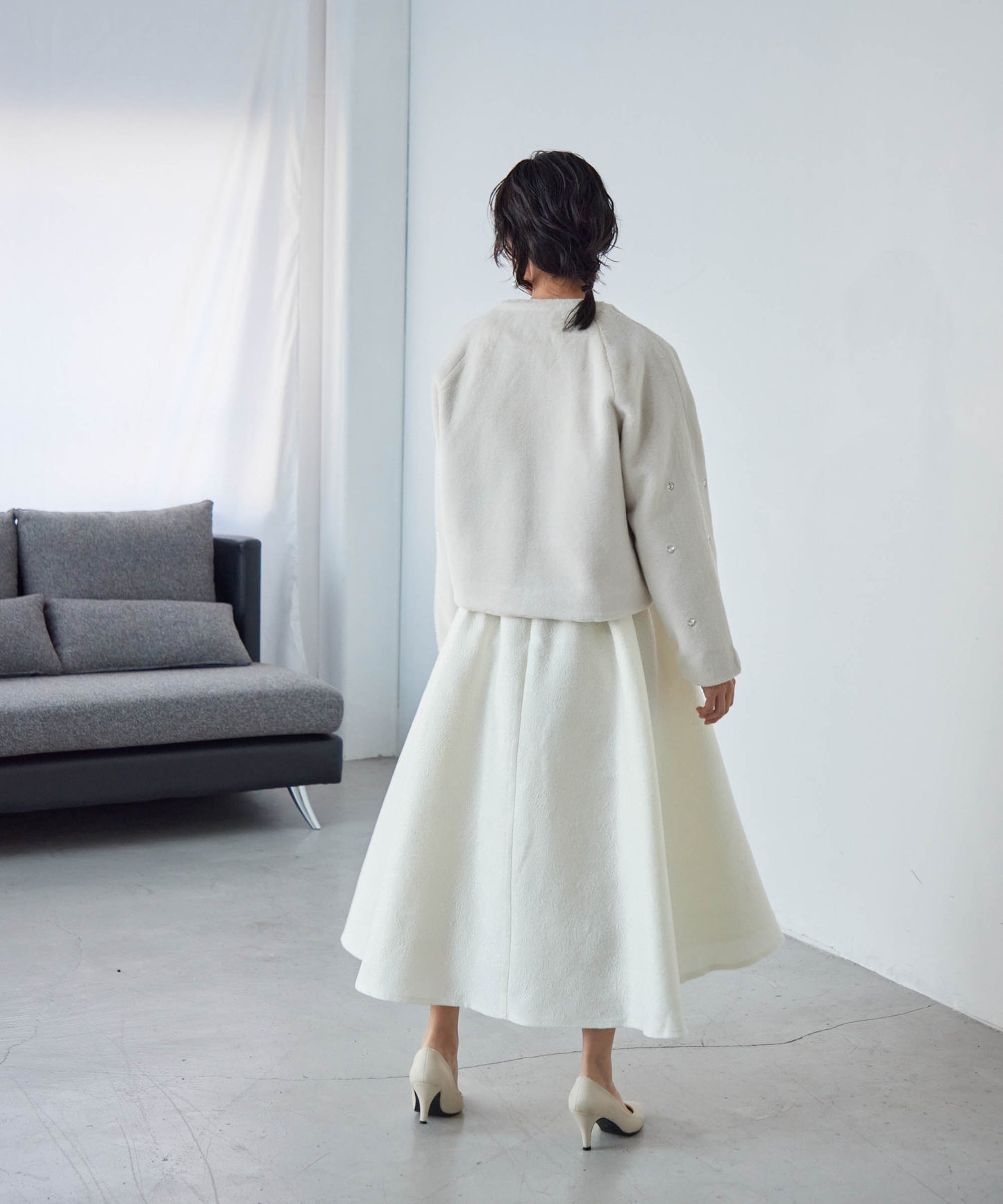 bijou no collar fur jacket