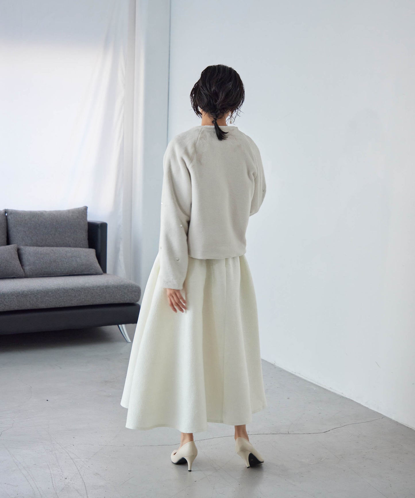 bijou no collar fur jacket