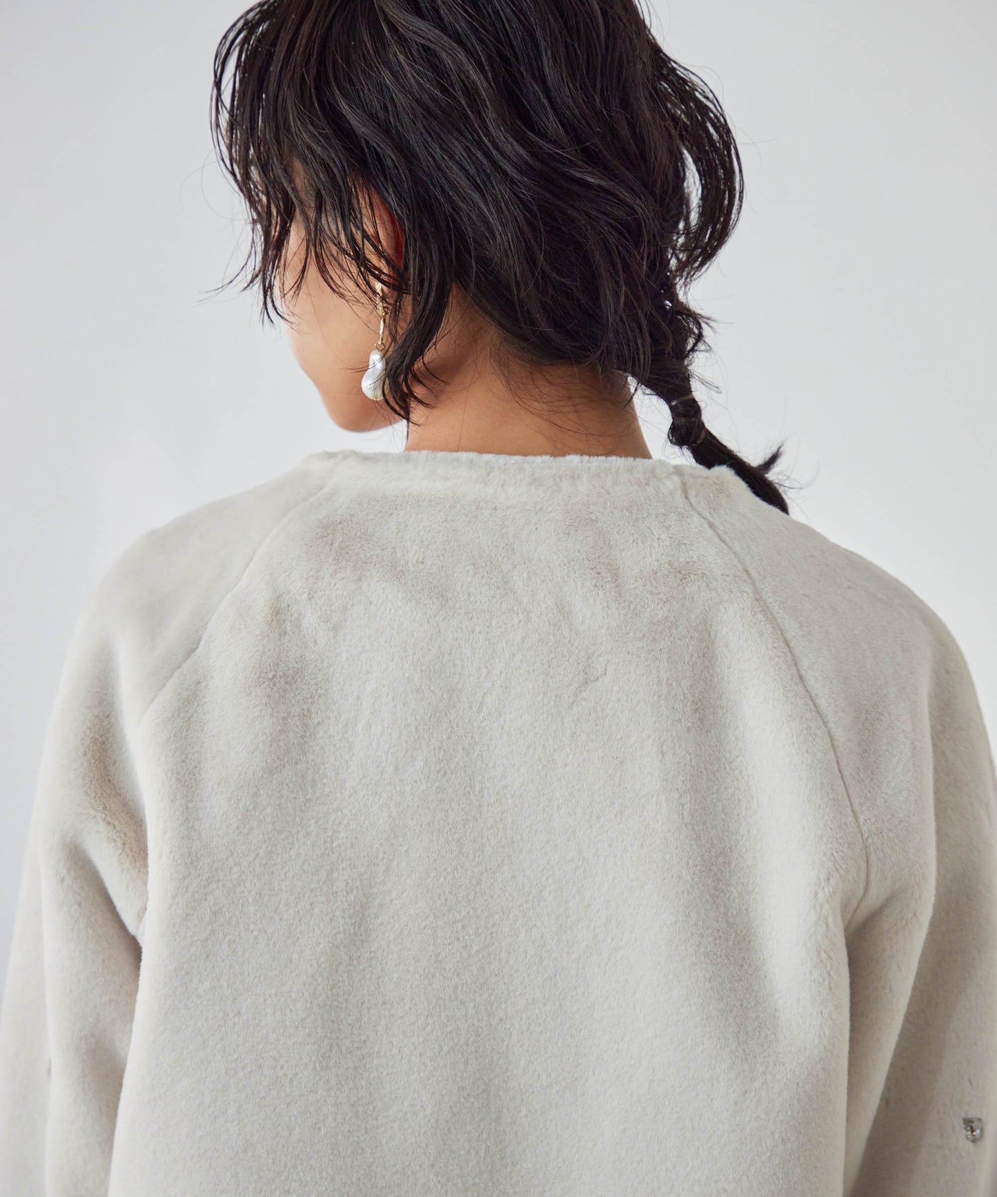 bijou no collar fur jacket