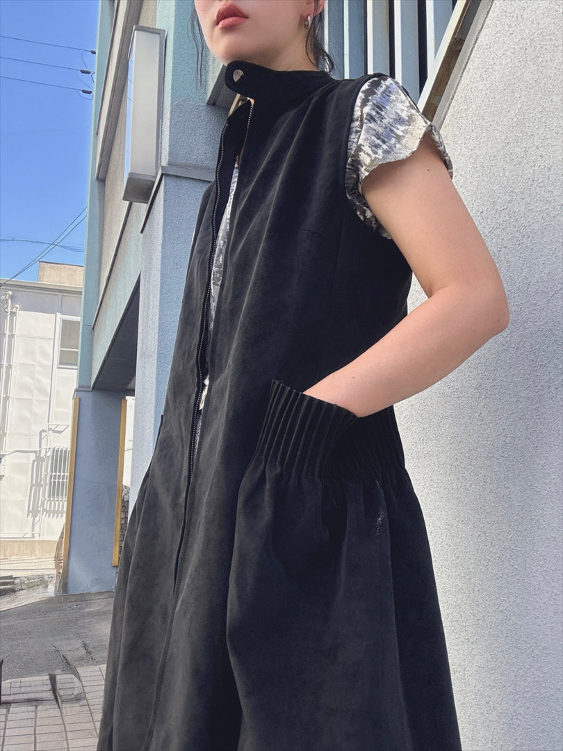 different material zip one piece