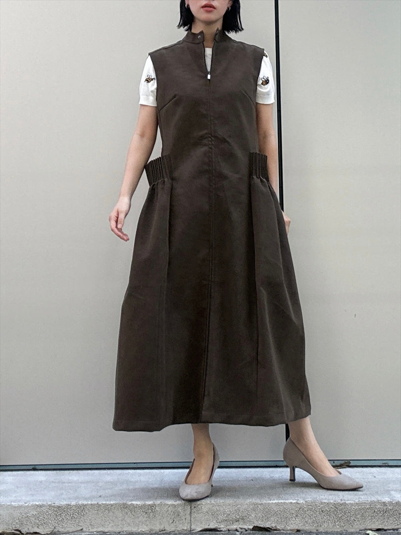 different material zip one piece
