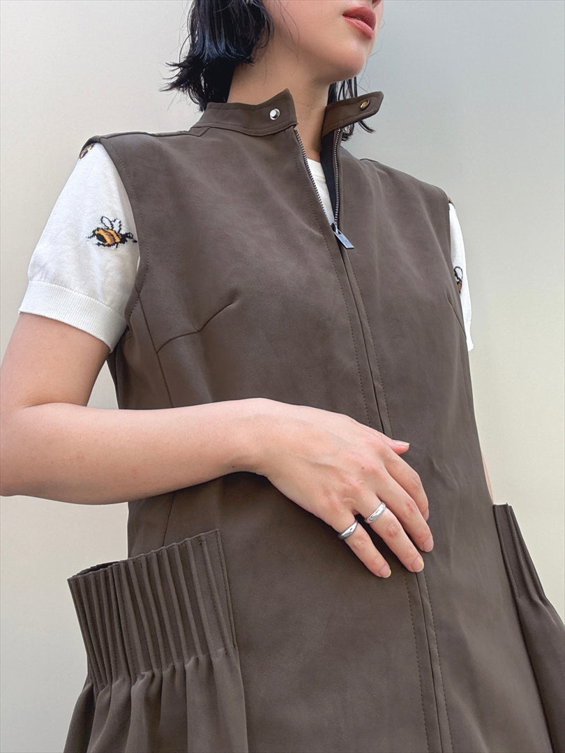 different material zip one piece
