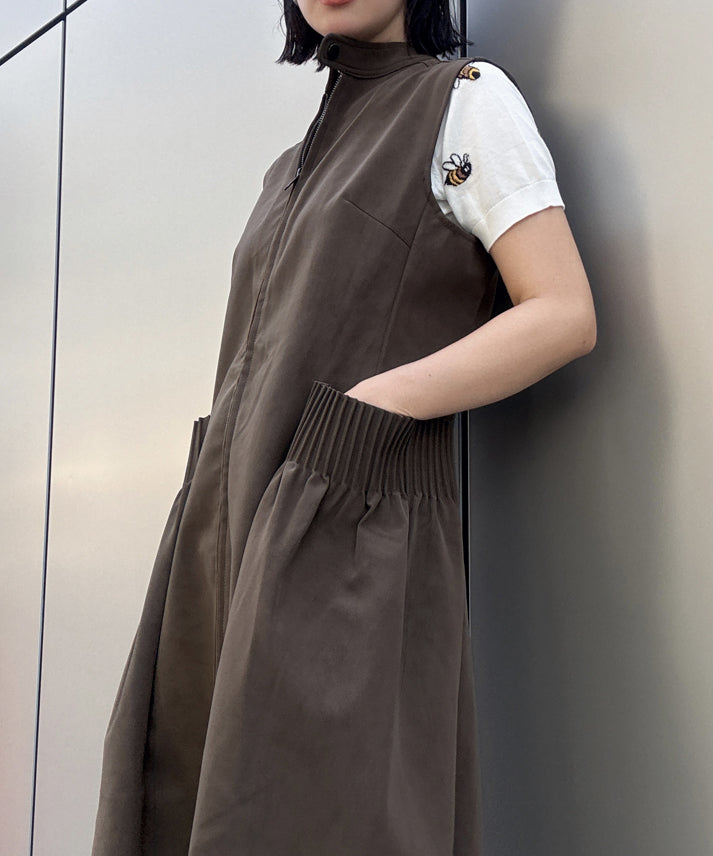 different material zip one piece