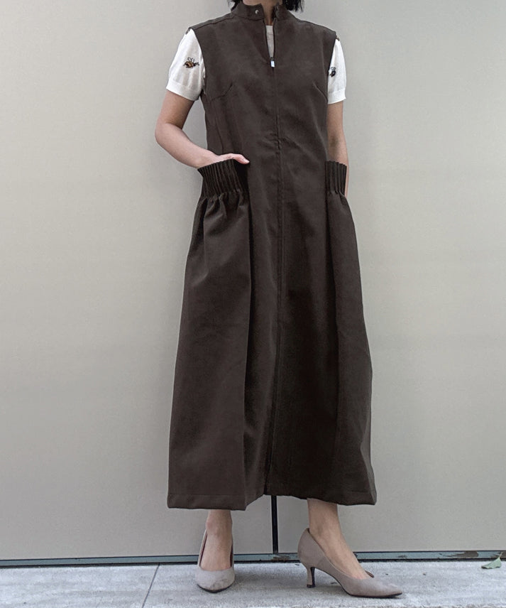 different material zip one piece