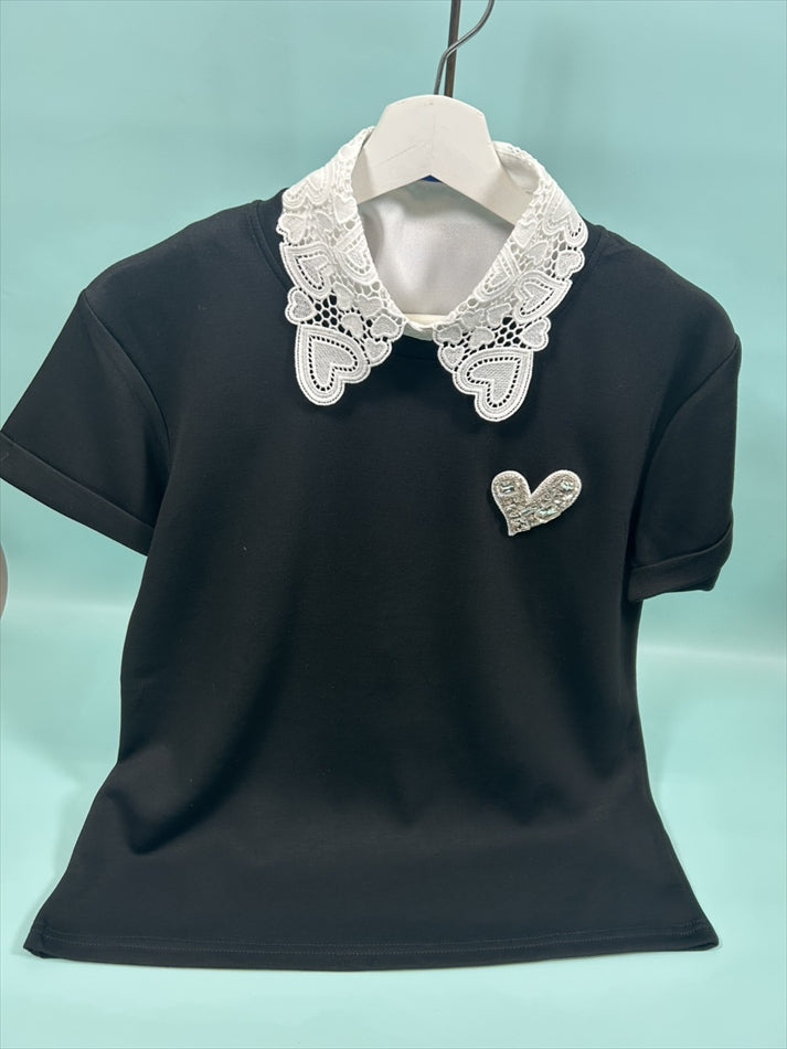 heart lace false collar