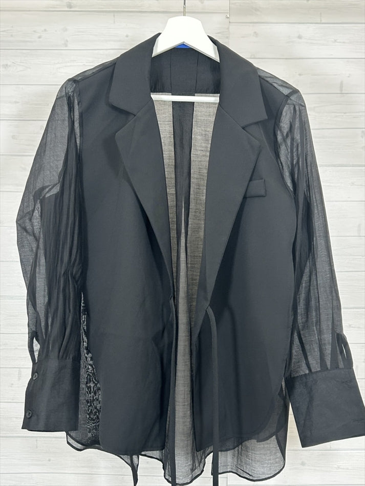 sleeve back see through tailored jacket
